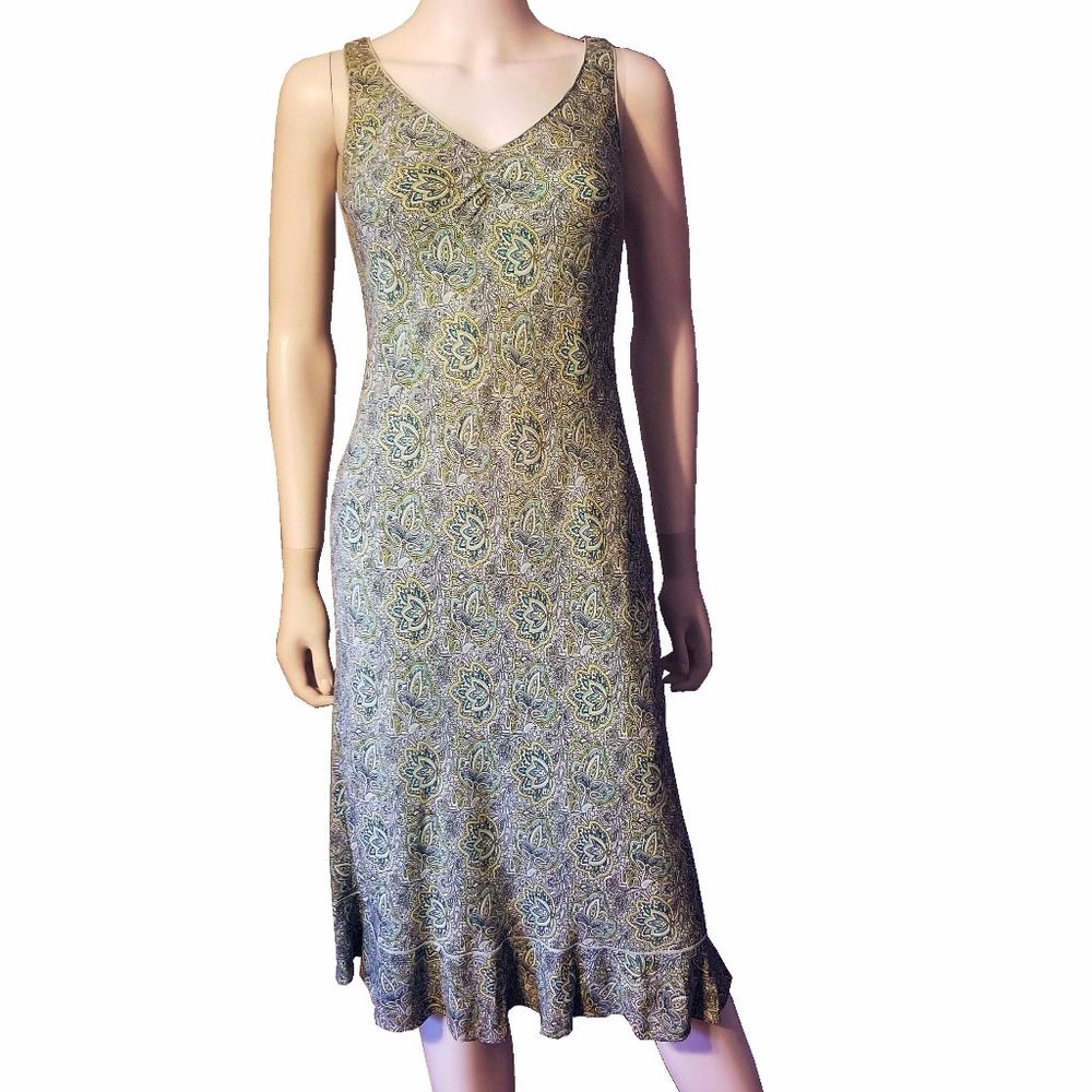 ANN TAYLOR LOFT PAISLEY V-NECK SLEEVELESS DRESS